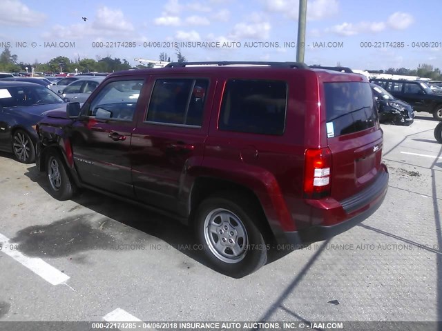 1C4NJPBA1ED552673 - 2014 JEEP PATRIOT SPORT BURGUNDY photo 3