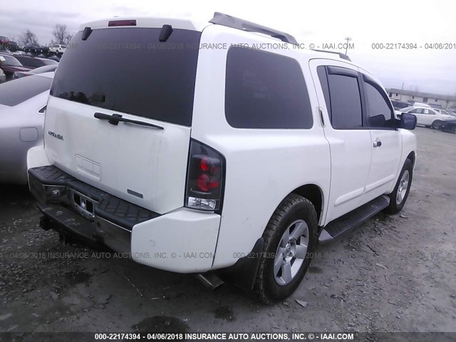 5N1AA08B34N725085 - 2004 NISSAN ARMADA SE/LE WHITE photo 4