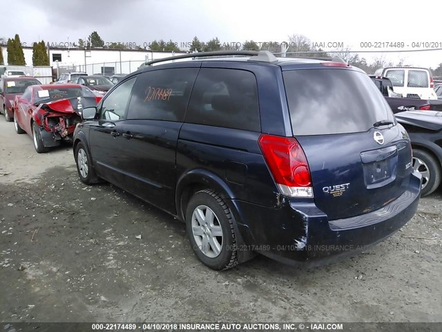 5N1BV28U44N368361 - 2004 NISSAN QUEST S/SE/SL Dark Blue photo 3