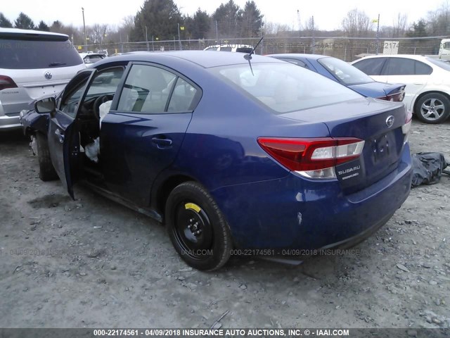 4S3GKAA6XJ1612011 - 2018 SUBARU IMPREZA BLUE photo 3