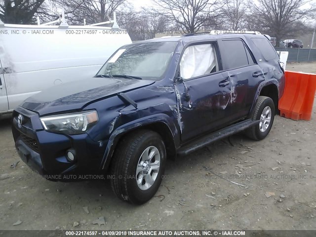 JTEBU5JR9G5350534 - 2016 TOYOTA 4RUNNER SR5 PREM/LTDL/TRAIL/TRD BLUE photo 2