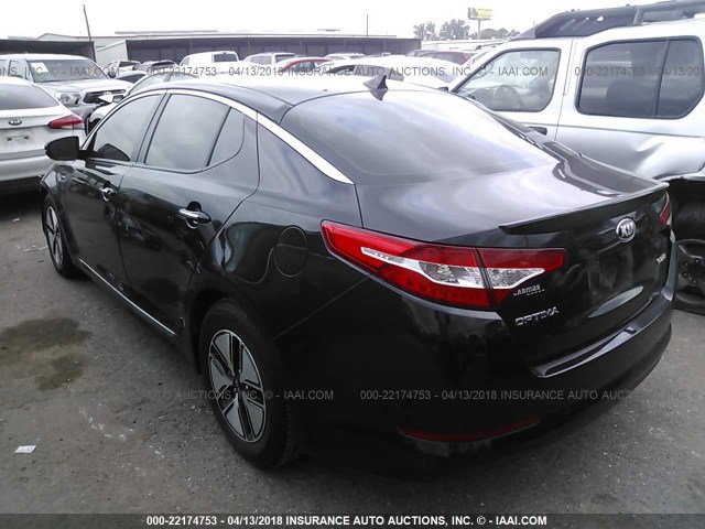 KNAGM4AD4D5045539 - 2013 KIA OPTIMA HYBRID BLACK photo 3