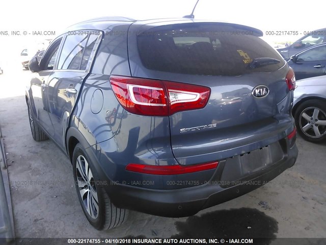 KNDPC3A28C7191086 - 2012 KIA SPORTAGE EX BLUE photo 3