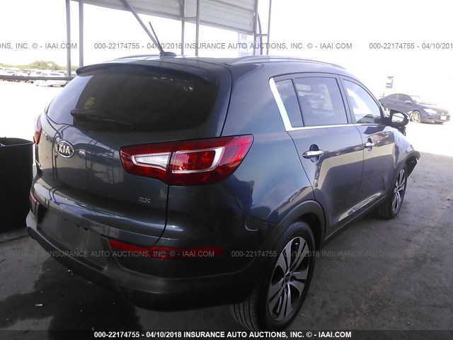 KNDPC3A28C7191086 - 2012 KIA SPORTAGE EX BLUE photo 4