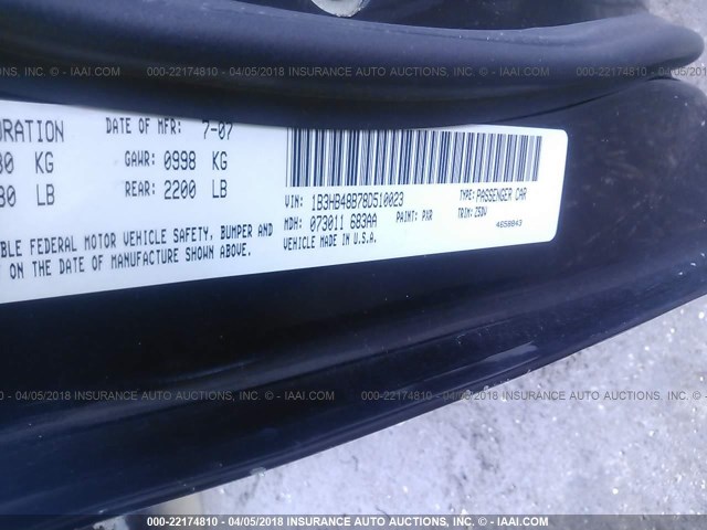 1B3HB48B78D510023 - 2008 DODGE CALIBER SXT BLACK photo 9