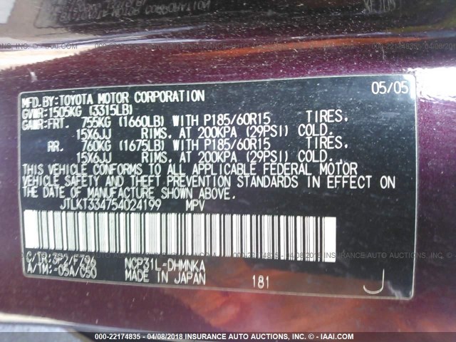 JTLKT334754024199 - 2005 TOYOTA SCION XB PURPLE photo 9