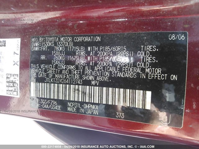 JTLKT324264112743 - 2006 TOYOTA SCION XB წითელი ფოტო 9