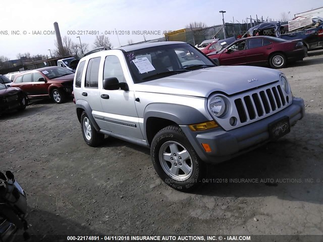 1J4GL48K95W601327 - 2005 JEEP LIBERTY SPORT SILVER photo 1