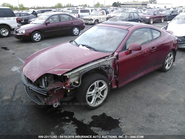 KMHHN65F06U229022 - 2006 HYUNDAI TIBURON GT/SE/GT LIMITED RED photo 2