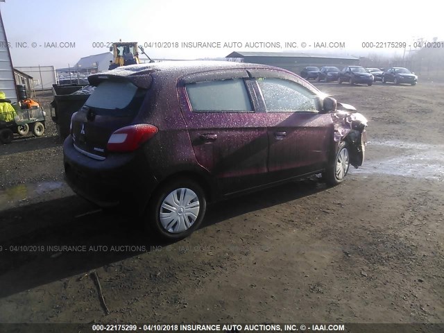 ML32A3HJ0HH001590 - 2017 MITSUBISHI MIRAGE ES RED photo 4