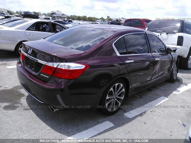 1HGCR2F57EA064136 - 2014 HONDA ACCORD SPORT RED photo 4