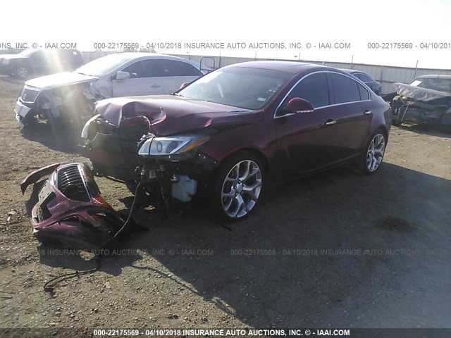 2G4GV5GV7D9191518 - 2013 BUICK REGAL GS RED photo 2