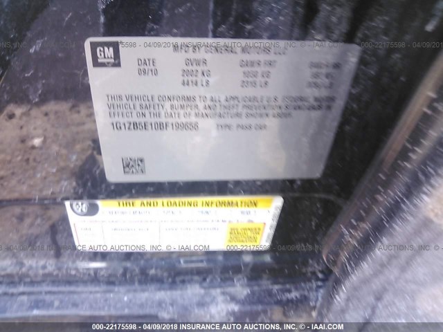 1G1ZB5E10BF199656 - 2011 CHEVROLET MALIBU LS 黑色 照片 9