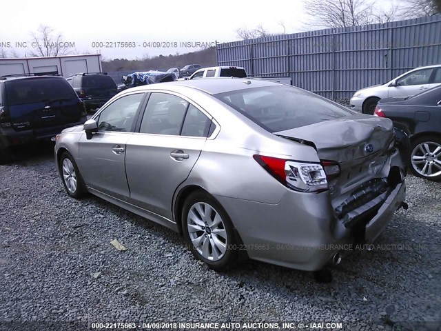 4S3BNAC68F3059630 - 2015 SUBARU LEGACY 2.5I PREMIUM TAN photo 3