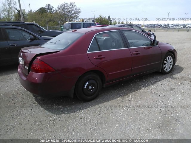 1HGCM66527A080902 - 2007 HONDA ACCORD EX RED photo 4