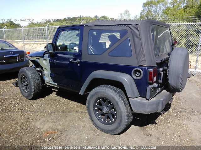 1C4AJWAG9DL531590 - 2013 JEEP WRANGLER SPORT BLUE photo 3