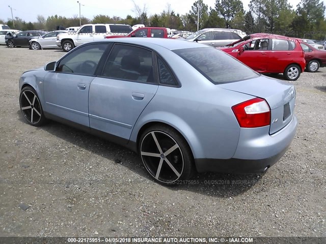 WAULC68E62A184832 - 2002 AUDI A4 1.8T QUATTRO BLUE photo 3