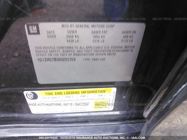 1G1ZH57B984255764 - 2008 CHEVROLET MALIBU 1LT BLACK photo 9