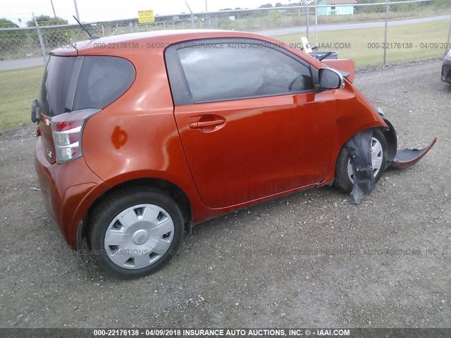 JTNJJXB04DJ024546 - 2013 TOYOTA SCION IQ ORANGE photo 4