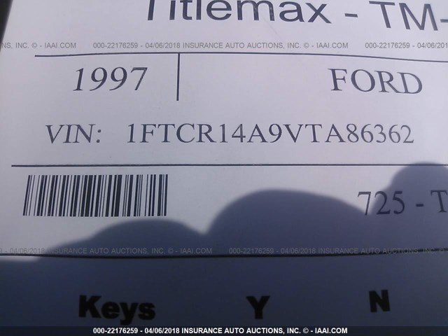 1FTCR14A9VTA86362 - 1997 FORD RANGER SUPER CAB MAROON photo 9