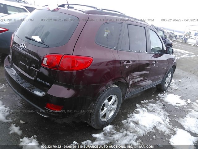 5NMSG13D27H120613 - 2007 HYUNDAI SANTA FE GLS MAROON photo 4