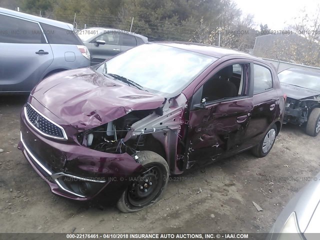 ML32A3HJ2JH002973 - 2018 MITSUBISHI MIRAGE ES BURGUNDY photo 2