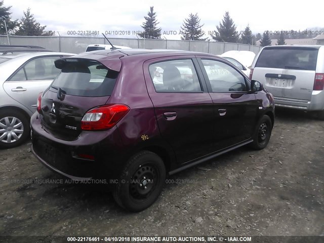 ML32A3HJ2JH002973 - 2018 MITSUBISHI MIRAGE ES BURGUNDY photo 4