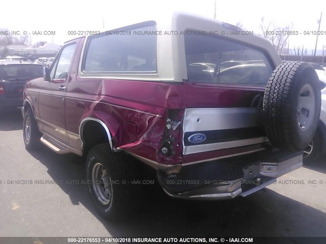 1FMEU15H3RLB55101 - 1994 FORD BRONCO U100 MAROON photo 3