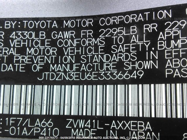 JTDZN3EU6E3336649 - 2014 TOYOTA PRIUS V SILVER photo 9