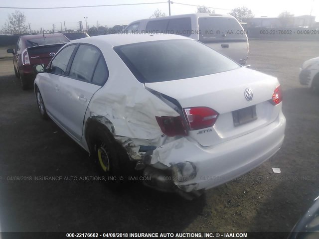 3VW2K7AJ3DM391082 - 2013 VOLKSWAGEN JETTA S 白色 照片 3