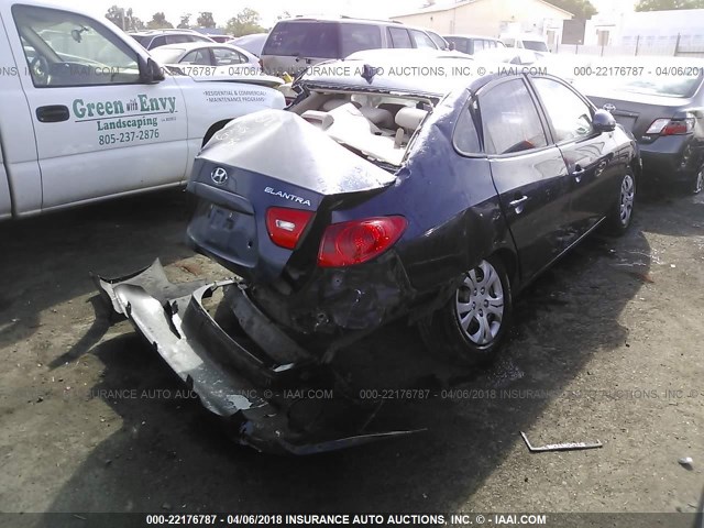 KMHDU46D19U754405 - 2009 HYUNDAI ELANTRA GLS/SE BLUE photo 4