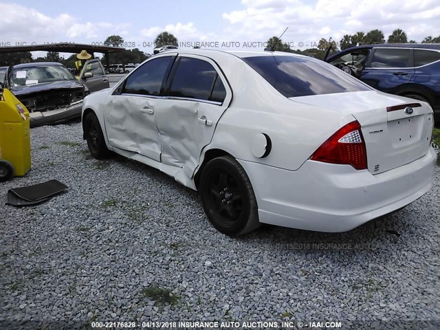 3FAHP0HA0BR156592 - 2011 FORD FUSION SE WHITE photo 3