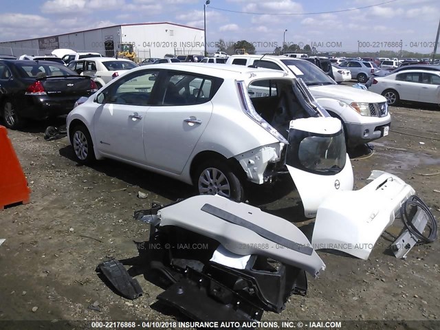 1N4AZ0CP9FC334768 - 2015 NISSAN LEAF S/SV/SL WHITE photo 3