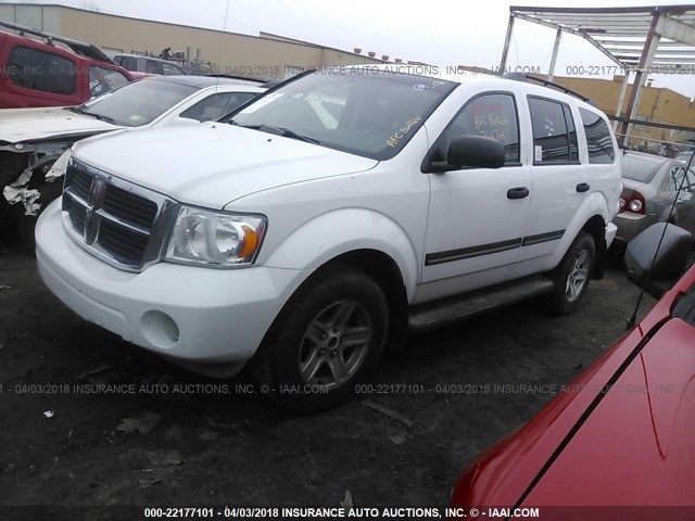 1D8HB48N78F109912 - 2008 DODGE DURANGO SLT WHITE photo 2