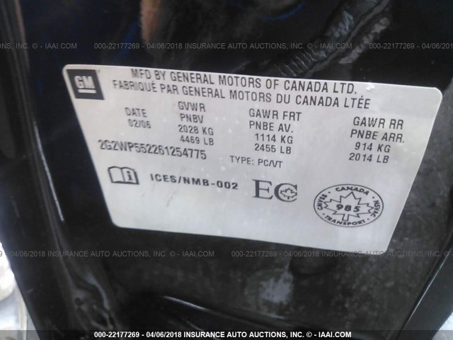 2G2WP552261254775 - 2006 PONTIAC GRAND PRIX Qara foto 9