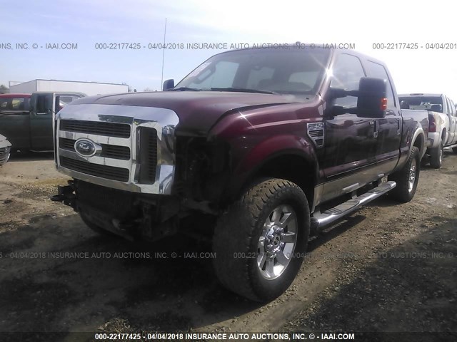 1FTSW21R68ED58928 - 2008 FORD F250 SUPER DUTY BURGUNDY photo 2