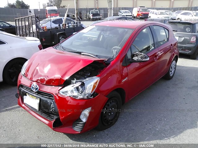 JTDKDTB34G1120510 - 2016 TOYOTA PRIUS C RED photo 2