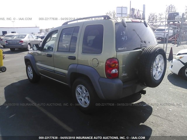 1J4GK48K74W253044 - 2004 JEEP LIBERTY SPORT 绿色 照片 3