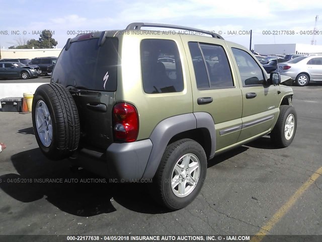 1J4GK48K74W253044 - 2004 JEEP LIBERTY SPORT GREEN photo 4