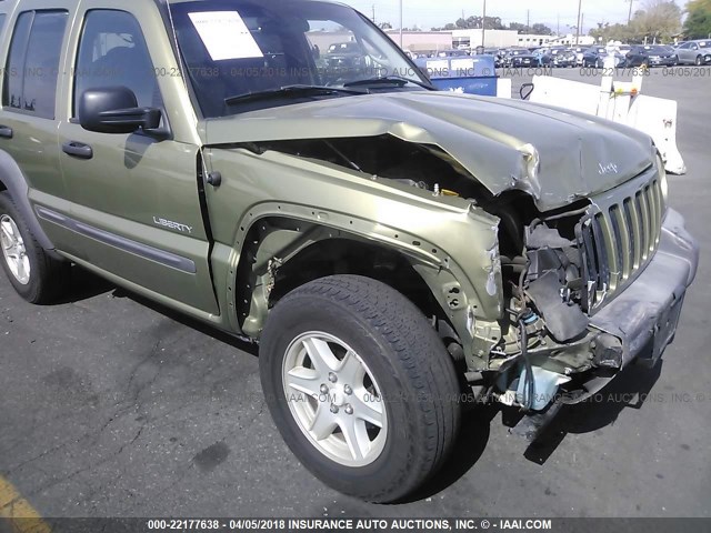 1J4GK48K74W253044 - 2004 JEEP LIBERTY SPORT GREEN photo 6