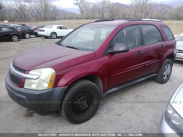 2CNDL13F456173819 - 2005 CHEVROLET EQUINOX LS MAROON photo 2