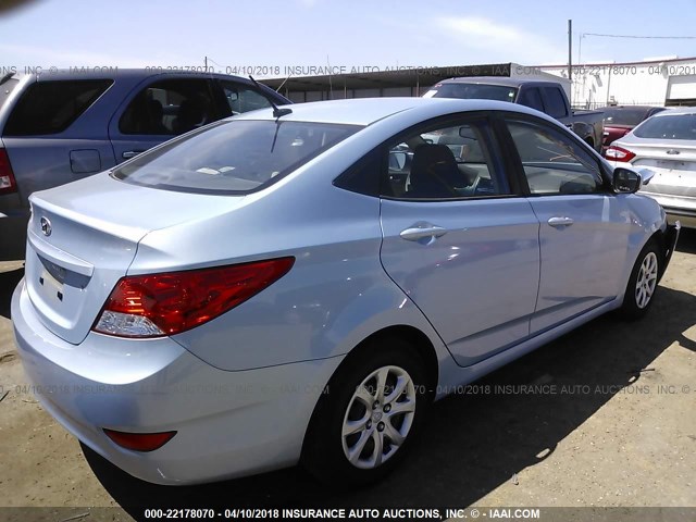 KMHCT4AE7DU529123 - 2013 HYUNDAI ACCENT GLS/GS BLUE photo 4