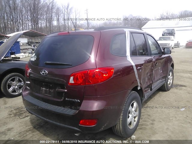 5NMSG13D28H206702 - 2008 HYUNDAI SANTA FE GLS MAROON photo 4