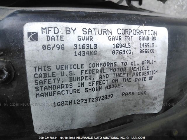 1G8ZH1273TZ372829 - 1996 SATURN SC2 GOLD photo 9