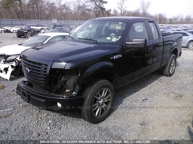 1FTEX1EM3EKF67253 - 2014 FORD F150 SUPER CAB BLACK photo 2