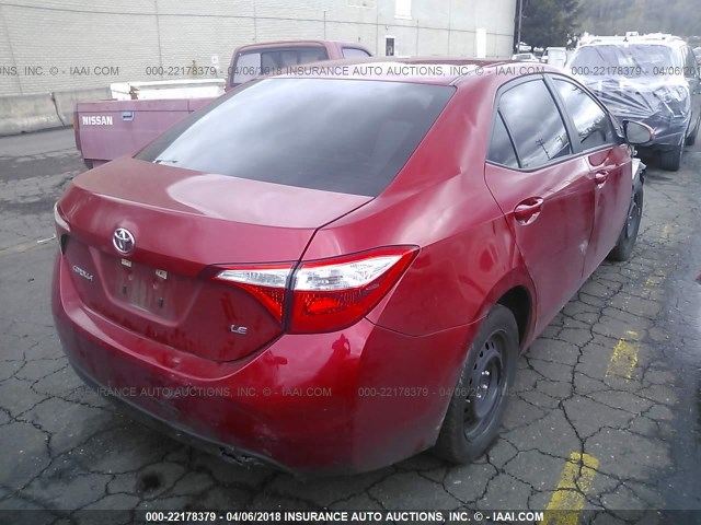 5YFBURHE8GP401510 - 2016 TOYOTA COROLLA L/LE/LE PLS/PRM/S/S PLS RED photo 4