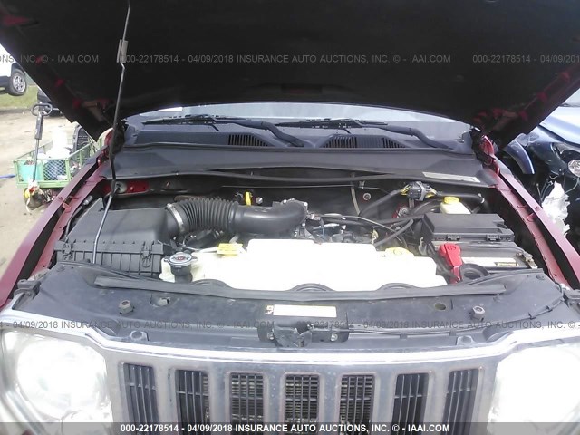 1J8GN28K88W221381 - 2008 JEEP LIBERTY SPORT 勃艮第红 照片 10