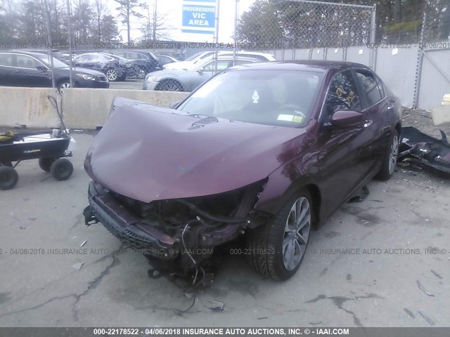 1HGCR2F50DA269246 - 2013 HONDA ACCORD SPORT RED photo 2