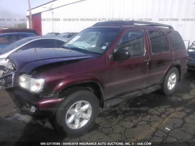 JN8DR09YX4W912626 - 2004 NISSAN PATHFINDER LE/SE MAROON photo 2