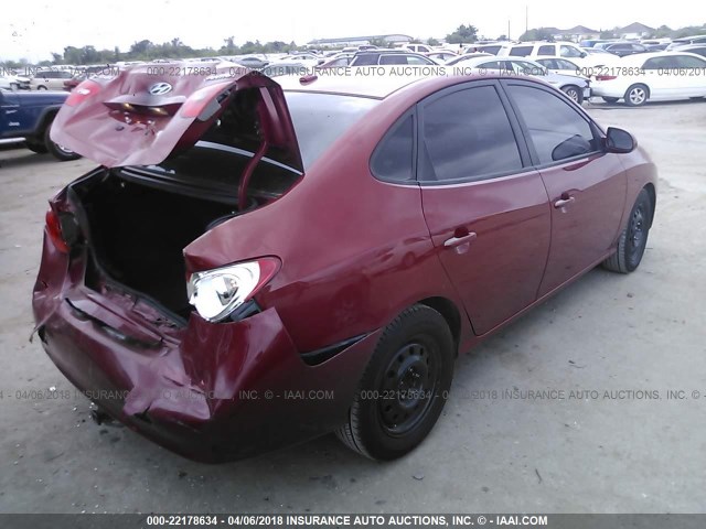 KMHDU46D88U517991 - 2008 HYUNDAI ELANTRA GLS/SE/LIMITED RED photo 4